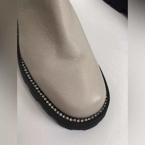 Karl Lagerfeld Paris Womens Beige Mayde Toe Block Heel Leather Chelsea Sz 10 - Picture 4 of 11